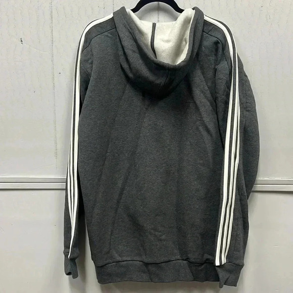 Men’s Adidas Essentials Fleece 3 Stripe Full Zip Hoodie Size Large, Gray NWT - Picture 5 of 8